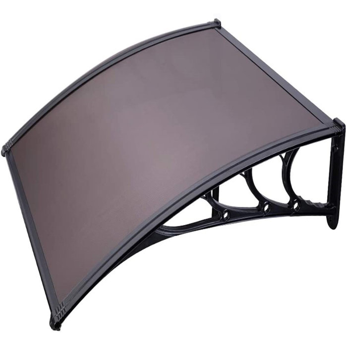 vivohome Polycarbonate Window Door Awning Canopy Brown with Black Bracket & Reviews Wayfair